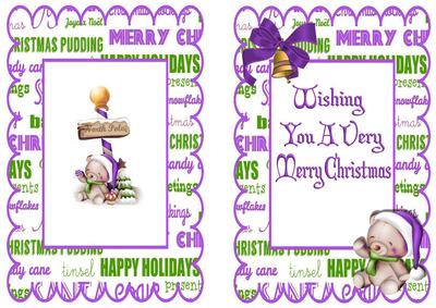 Teddy in Purple Santa Hat at the North Pole Insert