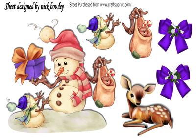 Snowman with Son and Little Deer!