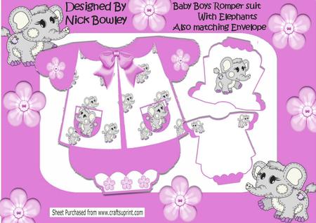 Little Romper Suit in Pink with Elephants 6x5 Mini Kit
