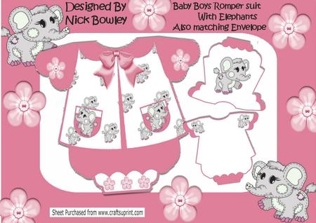 Little Romper Suit in Rose with Elephants 6x5 Mini Kit