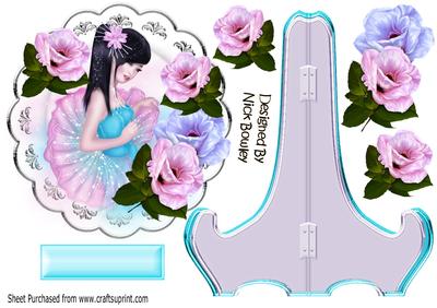 Beautiful Oriental Girl with Tropical Flowers on Plate/stand