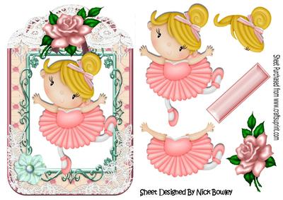 Cute Little Ballerina in Lace and Rose Frame