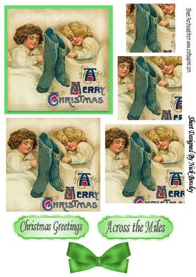 Hanging Stockings for Santa! Vintage Children Pyramids