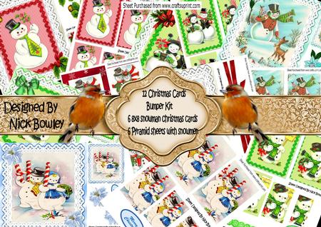 Bumper Kit of Lovely Snowmen 6, 8x8 and 6 Pyramids