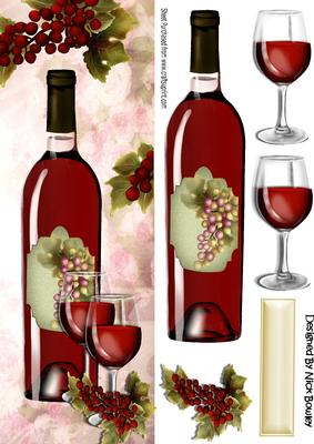 Red Wine, Grapes and Glasses to Celebrate Tall Dl