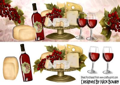 Cheese & Red Wine with Stand and Glasses Dl