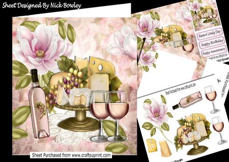 Pink Magnolias, Pink Champagne with Grapes 8x8 Mini Kit
