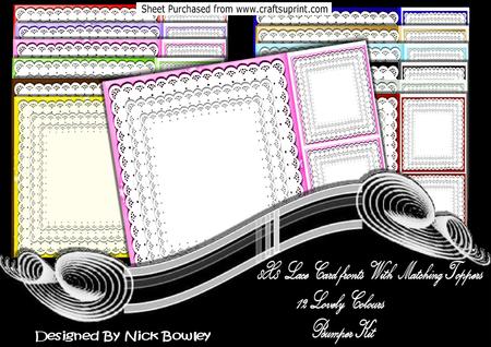 12, 8x8 Lace Cardfronts & Toppers Lots of Colours Bumper Kit