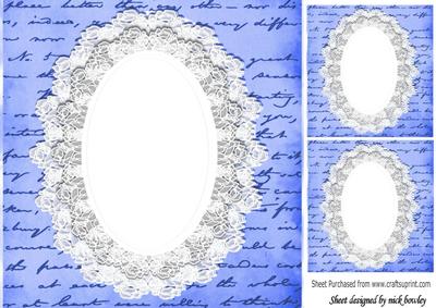 Lovely Corn Flower Blue Script with Lace 8x8 Card Front