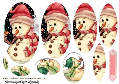 Snowman with the Stars and His Little Son Pyramids