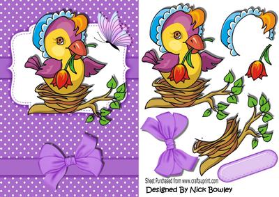 Little Bird in a Bonnet in Her Nest