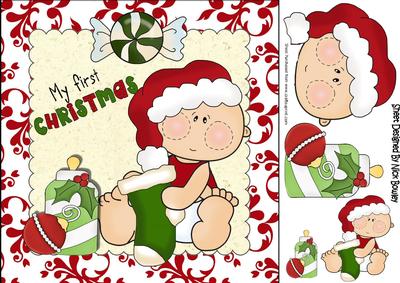 Baby Boys 1st Christmas with His Stocking 8x8