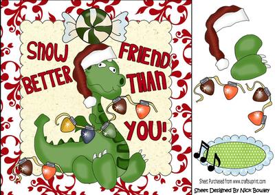 Snow Better Friend Than You! Cute Santa Dragon 8x8