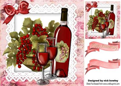 Wine and Grapes with Glasses 8x8