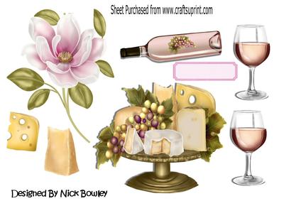 Pretty Stand with Grapes, Cheese and Pink Magnolias A4