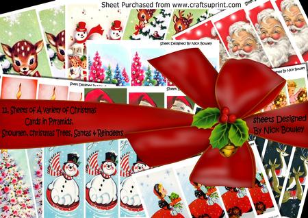 12, Lovely Chistmas Cards a Big Variety, in Pyramids Kit