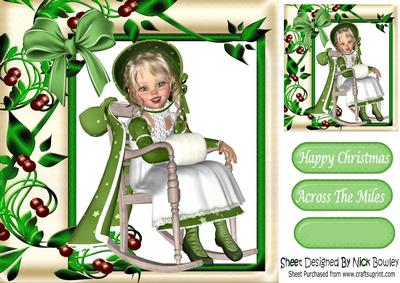 Little Girl in a Rocking Chair with Winter Coat on 8x8