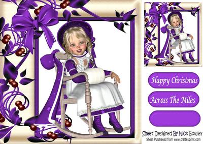 Little Girl in a Rocking Chair with Purpl Winter Coat on 8x8