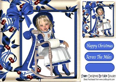 Little Girl in a Rocking Chair with Blue Winter Coat on 8x8