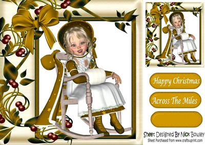 Little Girl in a Rocking Chair with Gold Winter Coat on 8x8
