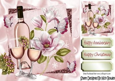 Pink Magnolias, Pink Champagne on Glitter Stack 8x8