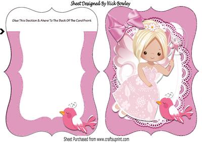 Pretty Faerie with Pink Little Bird Bracket Card/insert