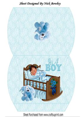 Sleeping Baby Boy in a Crib, Pillow Box
