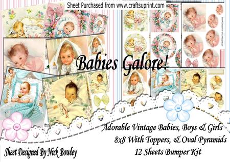 Babies Galore! 12 Sheets of Vintage Babies, 8x8, & Pyramids