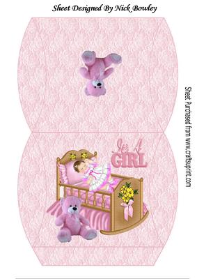 Sleeping Baby Girl in a Crib, Pillow Box