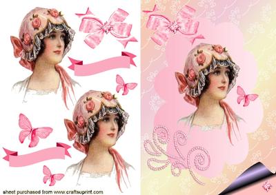 Pretty Vintage Lady with Bonnet