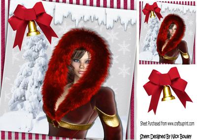 Pretty in Red Fur All Wrapped Up for Winter 8x8