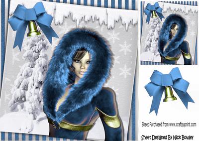 Pretty in Blue Fur All Wrapped Up for Winter 8x8