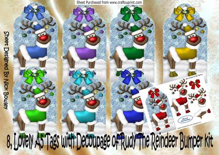 8, Lovely A5 Tags of Rudey the Reindeer Bumper Kit