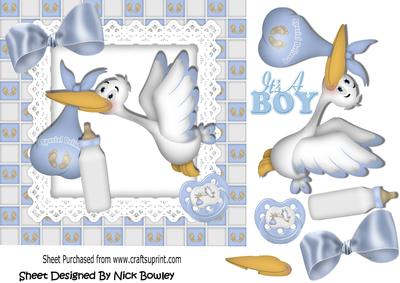 One Beautiful Baby Boy, Special Delivery with Stork 7x7