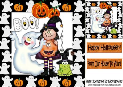 Best Friends! Ghost, Witch and Frog, in Ghost Frame 8x8