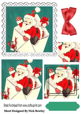 Jolly Santa in an Envelope Waving Pyramids