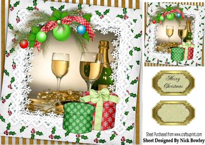 Celebrate with Christmas with Champagne and Gifts 8x8
