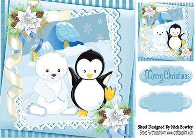 Penguin and Polar Bear in the Snow 8x8
