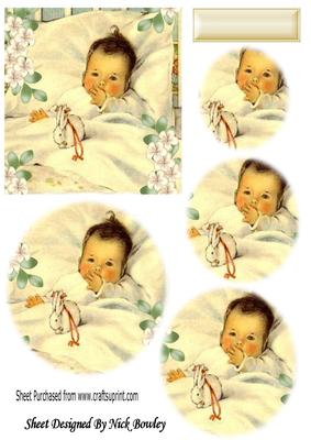 Cute Baby Boy Sucking His Thumb, in Cream Lace Oval Pyramids