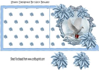 Pretty White Dove with Blue Poinsettias Over the Edge