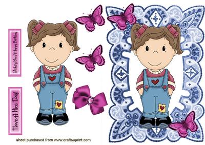 Cute Little Girl in Blue Dungarees
