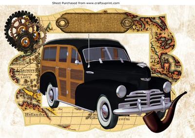 1948 Black and Tan Woody, in a Map Frame A4