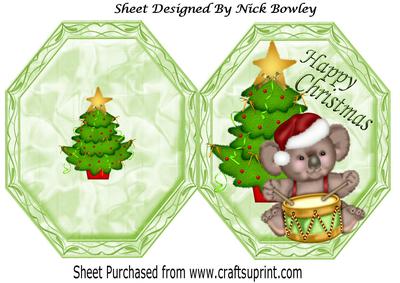 Koala in Santa Hat Playing the Drum, Quick Card