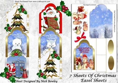 7, Lovely Easel Christmas Cards, Bumper Kit