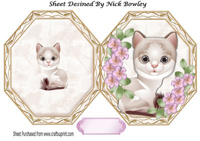 Little Kitten with Pink Flowers Quick Card