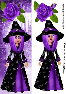 Amethyst Witch with Purple Rose Tall Dl