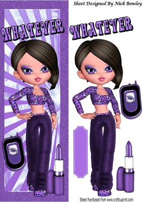 Girl in Purple! Whatever Attitude with Phone Tall Dl