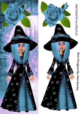 Blue Witch with Blue Rose Tall Dl