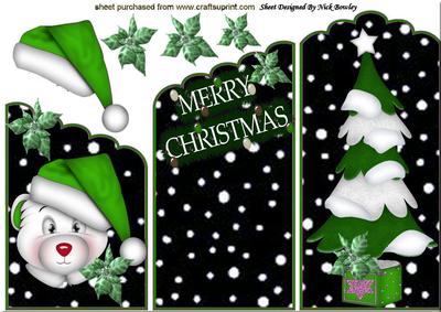 Cute Polar Bear in Green with Tree, Cascading Card