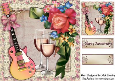 Cascading Flowers, Music and Pink Champagne 8x8